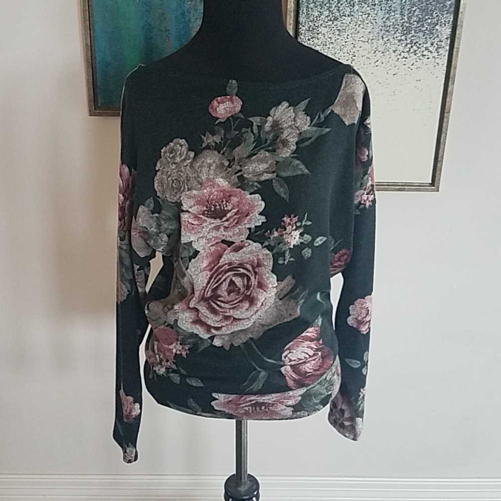 Floral off shoulder sweater
